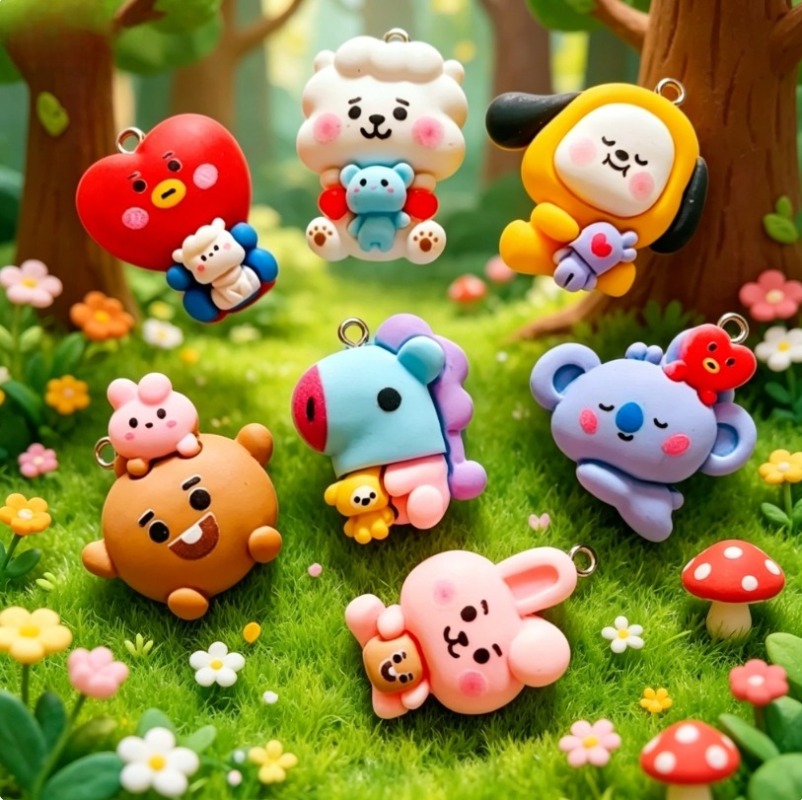 7pcs BT21 Resin Cartoon Charm  - Resin Craft Material recension och pris