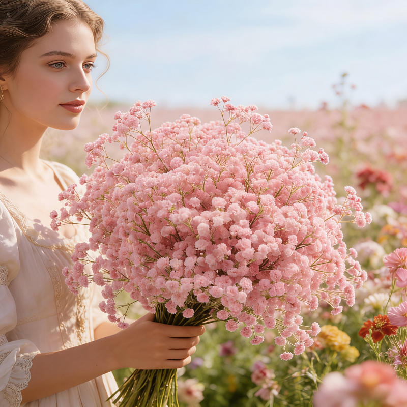 130-Stem Pink Gypsophila Artif - Dried Flower Bulk recension och pris